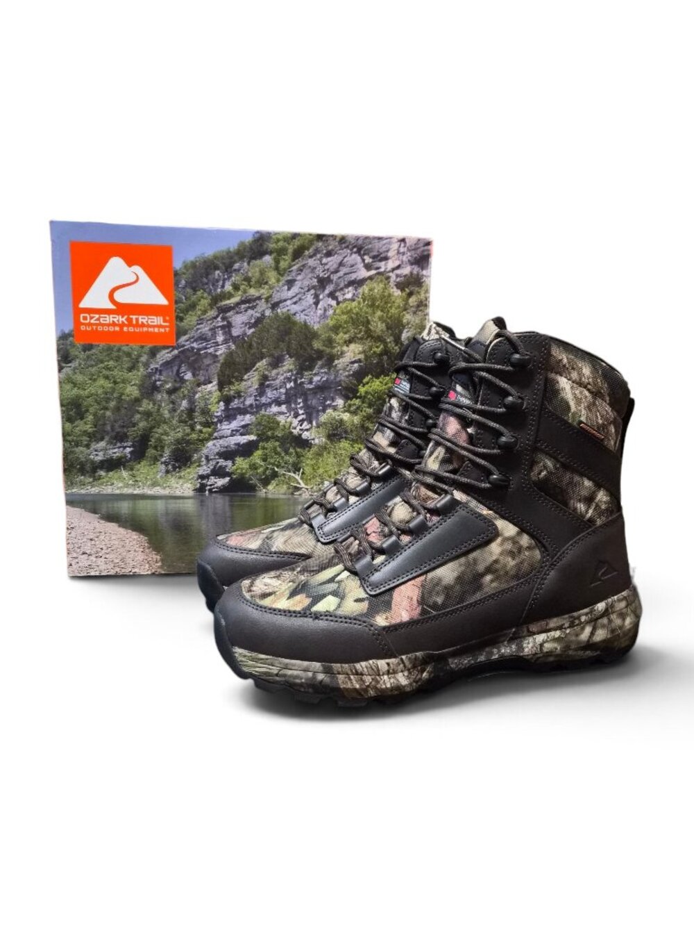 NWOT Ozark Trail Men's 8" Hunting Boots Size 10 Mossy Oak Camo 3M Thinsulate